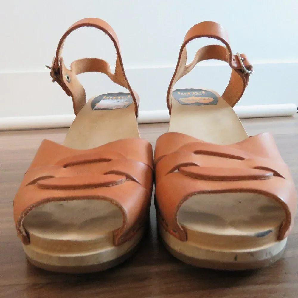 SWEDISH HASBEENS Leather Wooden Clogs 9.5-10 / NEED GONE! Make offer - Picture 9 of 15